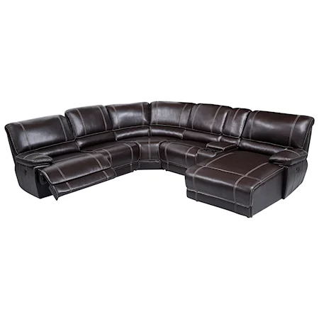 4-Seat Power Reclining Sectional Sofa with Drop Down Table and RAF Push-Back Chaise